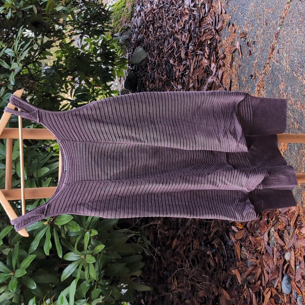 100% Silky Cotton Peruvian Connection Brown Knit Tank Top High Low Dress
